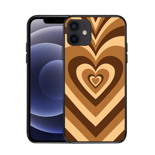 Cute Love Heart case iPhone 12 pro-12 pro max case women chocolate color